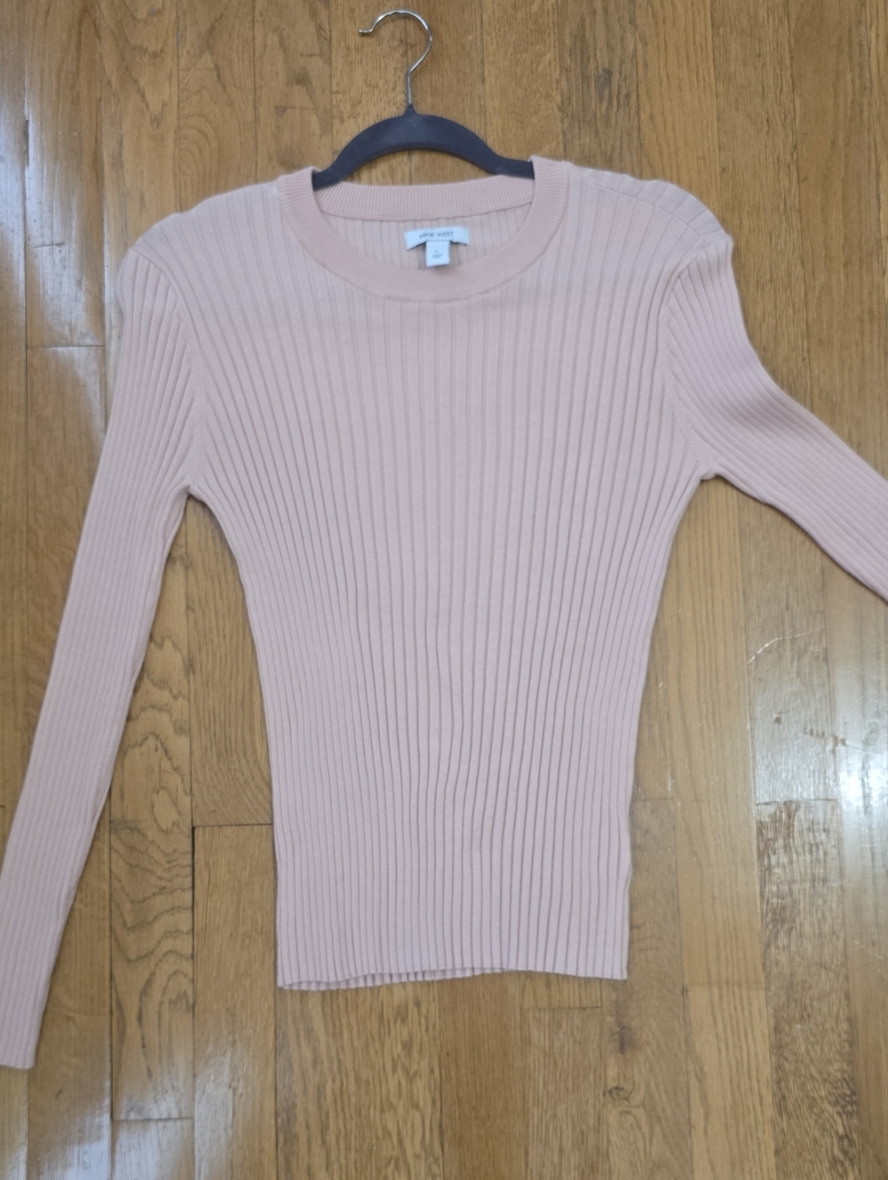 NINE WEST BRAND WOMEN'S LONG SLEEVES PINK RIBBED CREWNECK SWEATER SIZE LARGE